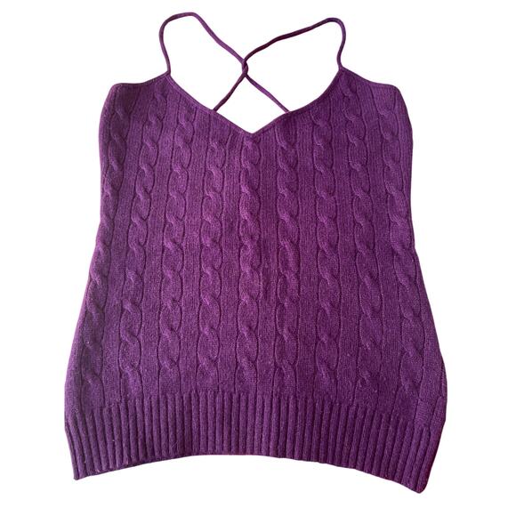 Ralph Lauren Rugby Purple Cable Knit Halter Top Sweater Women’s M - Picture 1 of 5